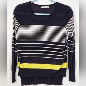 Zara striped knit crew neck sweater‎ dark  blue size medium